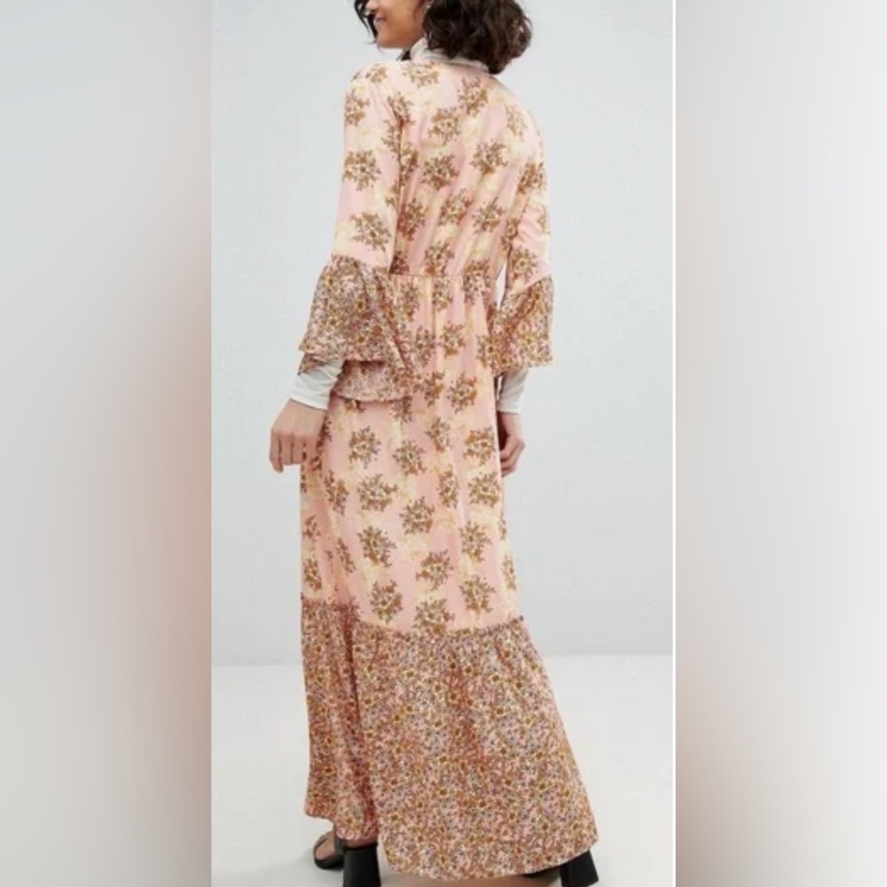 Vera Moda Floral Eavis Maxi Dress In Rose Tan Size M Romantic Wedding - Picture 11 of 16